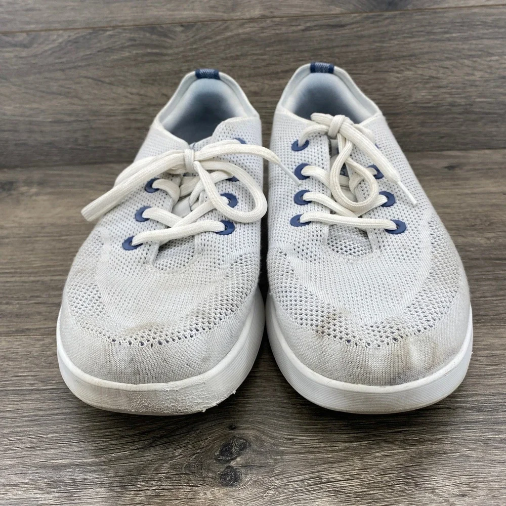 Allbirds Tree Dasher Mens 13.5 Blizzard White Navy Knit Running Shoes A11348M135